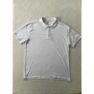 True Classic Mens Large Polo Shirt White Short Sleeve Jersey Cotton Blend